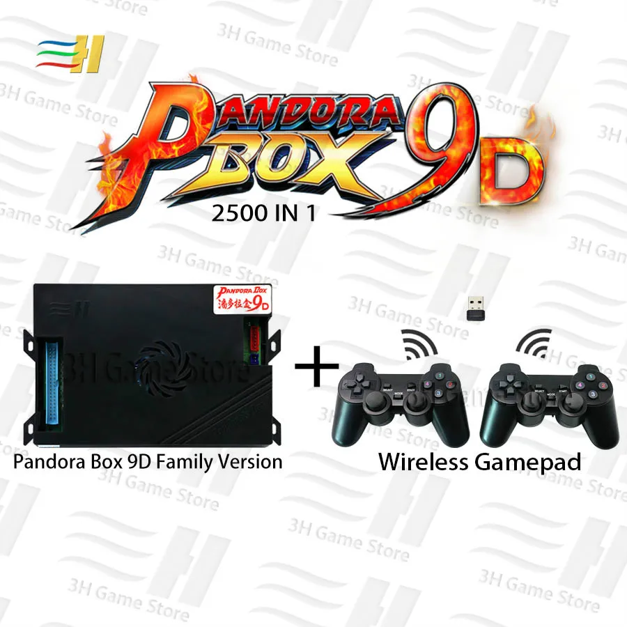 9D wireless gamepad Pandora Box 9d 2500 В 1 семейная версия материнская плата может 3P 4P игра для видеоигр аркадная консоль машина 3d tekken mortal kombat - Цвет: 9D wireless gamepad