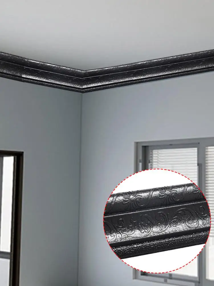 2.3 M Wall Trim Line Wallpaper Skirting Border Waterproof Anti-collision 3D Pattern Sticker Decor Self-adhesive Foam | Обустройство