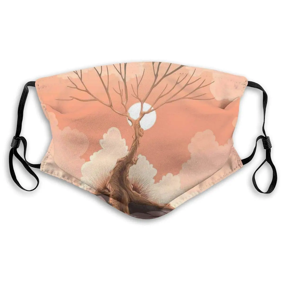 

Unisex Half Face Mouth Mask Face Masks Anti-Dust Face Windproof Ski,Lonely Tree On Top Of The Cliff Rock Above The Moon Magistic