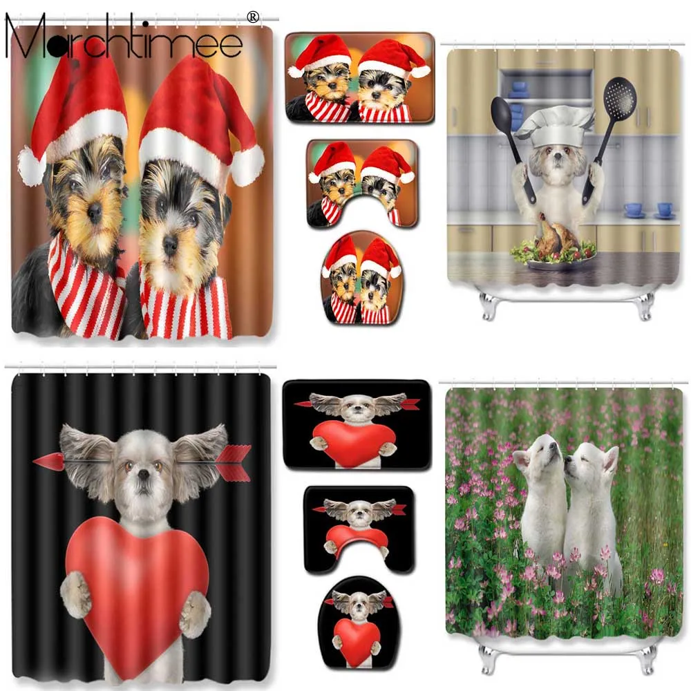 Штора для душа с 3D рисунком домашних животных занавеска из полиэстера