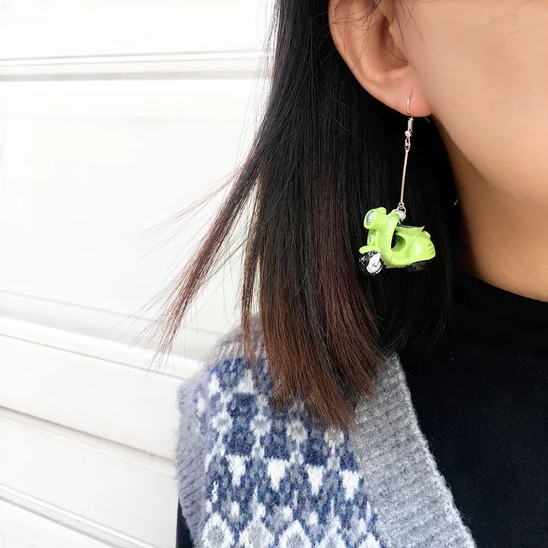 Новые милые серьги клипсы для женщин мотоциклетные Висячие длинные модные в