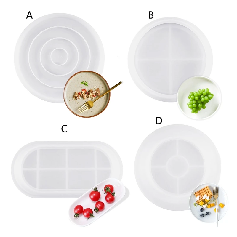 

Silicone Large Soap Dish Resin Mold Oval Round Tray Molds DIY Jewelry Tray Molds P82D