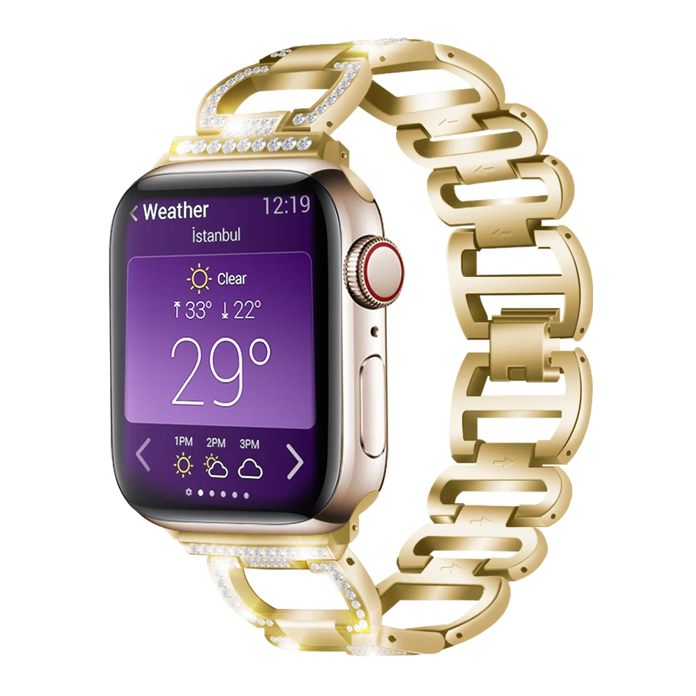 Ремешок из нержавеющей стали для Apple watch 38 мм 42 40 44 iWatch браслет серии 5 4 3 2 1 женский
