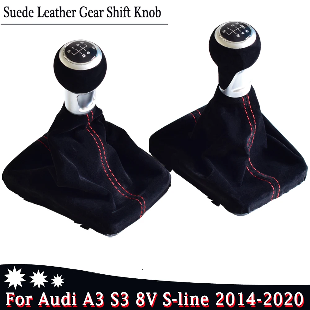 

Manual 5/6 Speed Gear Shift Knob HandBall Fit For Audi A3 S3 8V S-line 2014-2020 Suede Leather Boots Cover Car Styling
