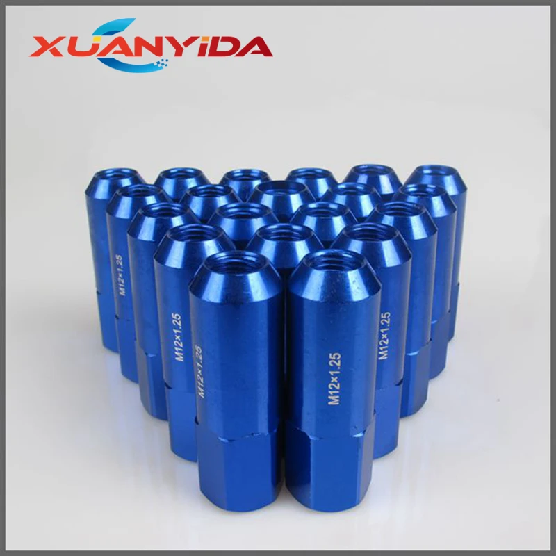 Blue Гайки колесные M12X1.25 Колесные гайки 1,25 Blox Racing кованые 6061C алюминиевые колесные гайки L: 60 мм 20 шт Колесные гайки гоночные - Цвет: Blue