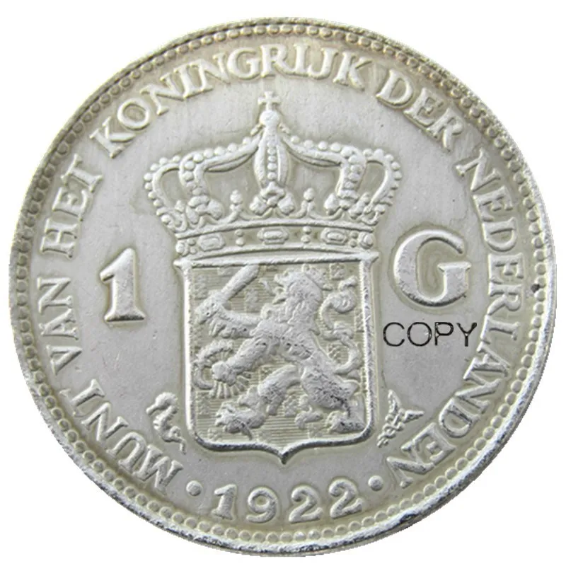 

Netherlands,1922 1 Gulden Wilhelmina I Silver Plated Copy Decorative Coin