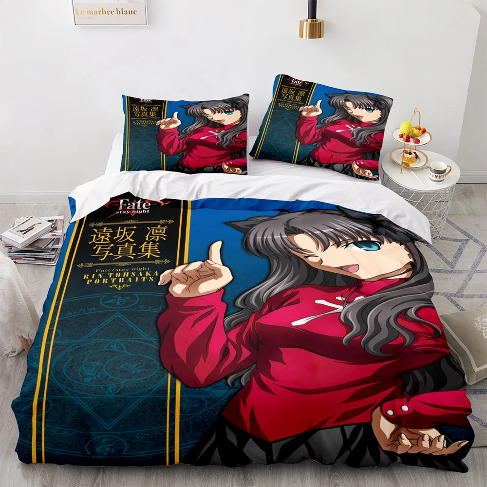 

Комплект постельного белья Rin Tohsaka для косплея, Комплект постельного белья с рисунком аниме, судьба, большой заказ, покрывало, домашний текст...