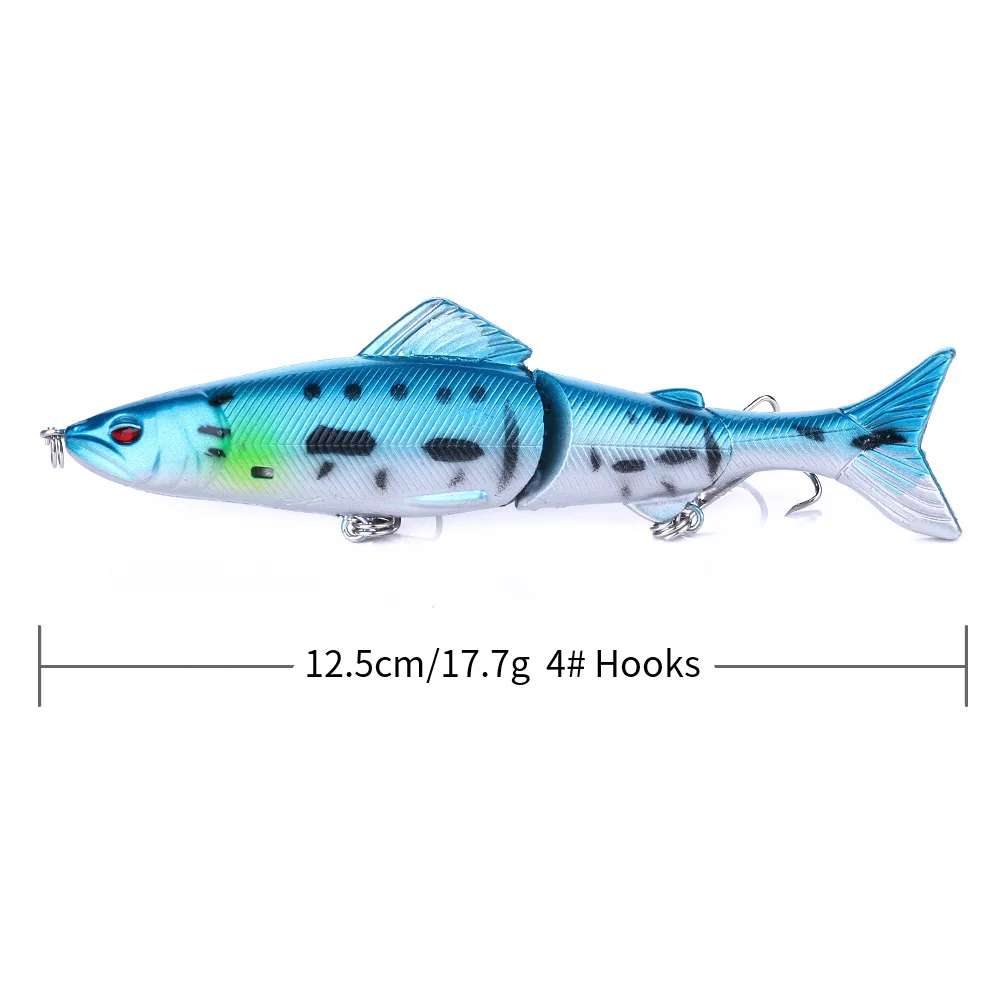 

12.5cm 17.7g Isca Fishing Lures 3 Segments Minnow Swimbait Hard Plastic Lure with Steel Ball Artificial Fishing Bait JM009