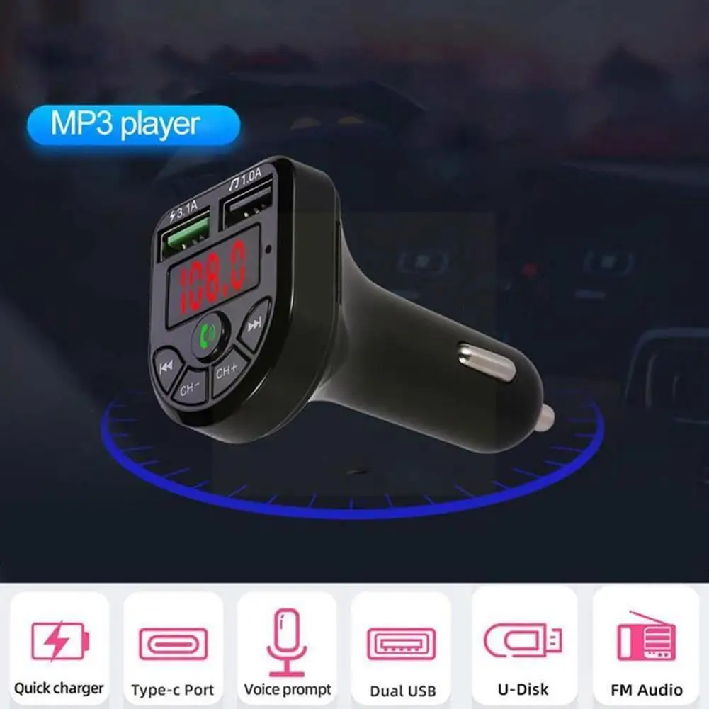 

Wireless Bluetooth Handsfree Car Kit FM Transmitter Charger Car Accessories Receiver USB Kit LCD Audio MP3 Player Dual A6Y2