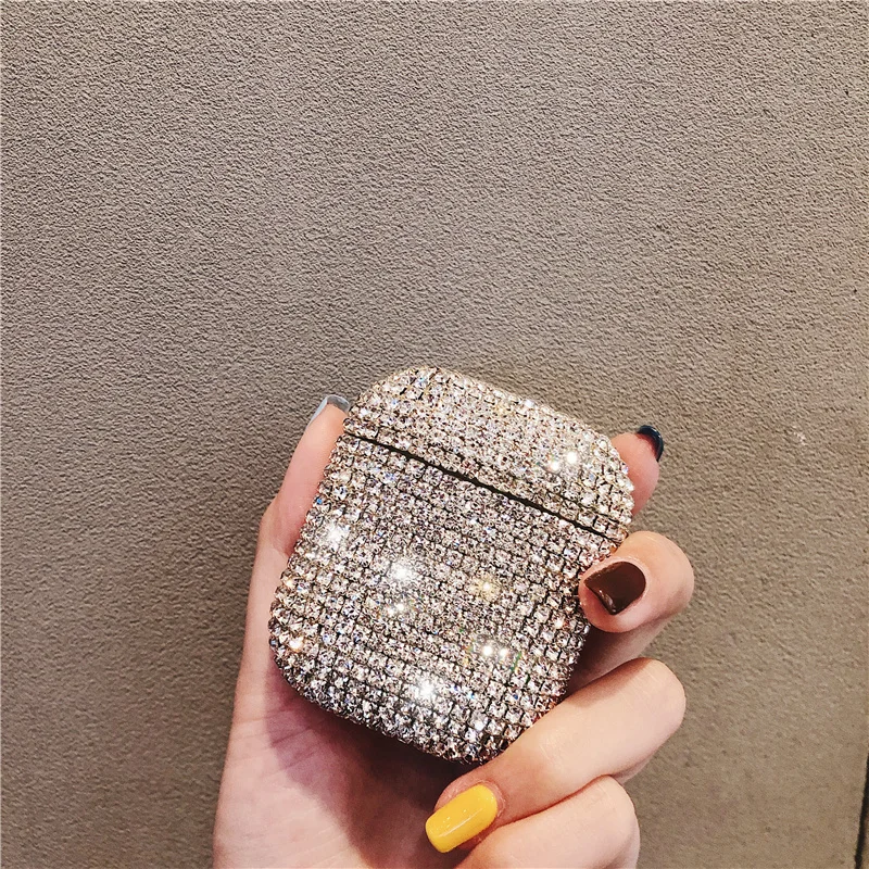 

Luxury 3D Cute Bling diamonds Wireless Bluetooth Earphone Accessories hard case for Apple Airpods 2 1 protective Charging bag