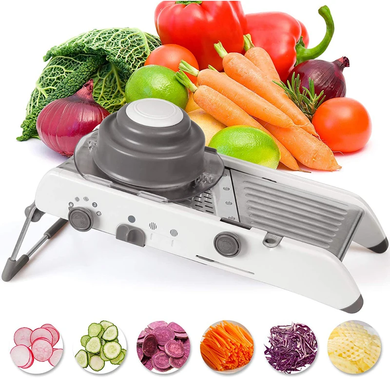 

Mandoline Slicer Stainless Steel Vegetable Julienner Grater Cutter with Built-in Adjustable Blades - Kitchen Tools