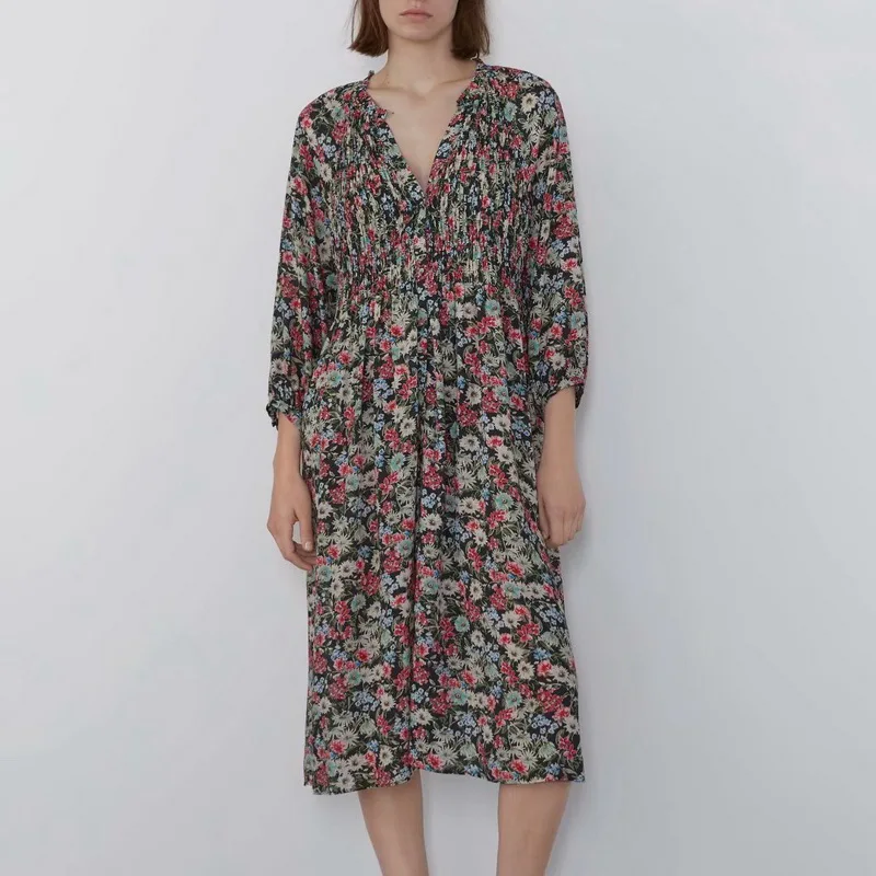 Летнее платье с цветочным рисунком новинка 2019 года Модные Винтажные женские