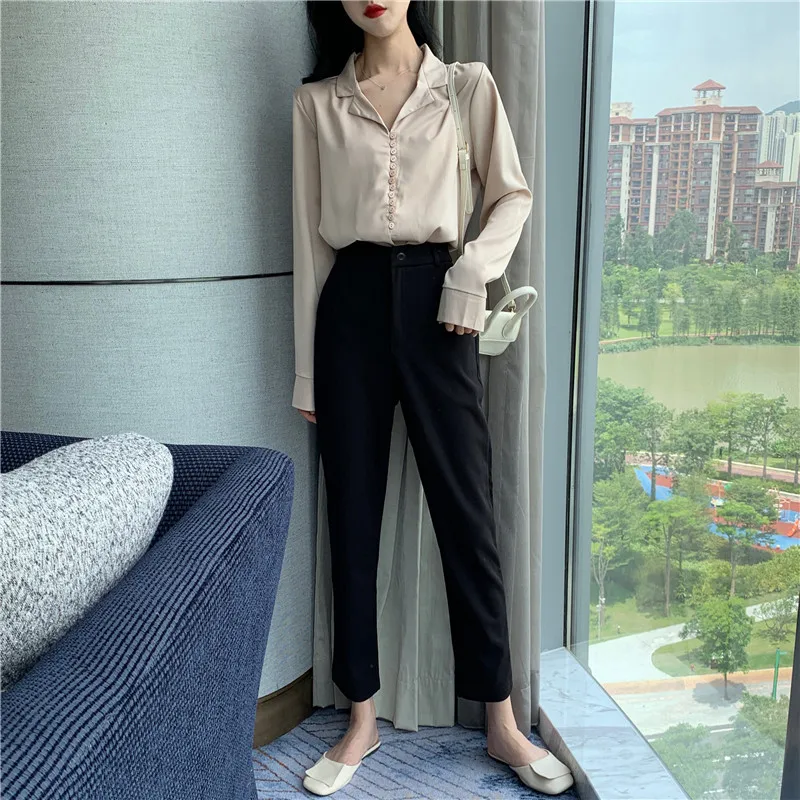 

temperament Women's Clothing casual full notched full loose Korean style shirts Spring and autumn fashion brand ladies tops hot