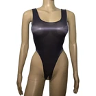 Боди женское прозрачное, блестящее, с высоким вырезом, трико, стринги