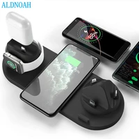 10w qi wireless charger station 6 in 1 for iphone airpods micro usb type c stand phone chargers for apple watch airpods charging