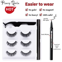 3pairs self adhesive eyeliner pen lashes set quickdrying no magnetic eyelashes extension faux cils natural makeup tool wholesale