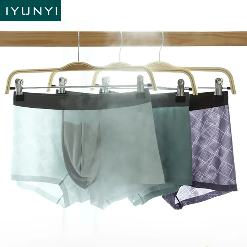 Трусы-боксеры мужские IYUNYI бесшовные шелковые размера плюс антибактериальное