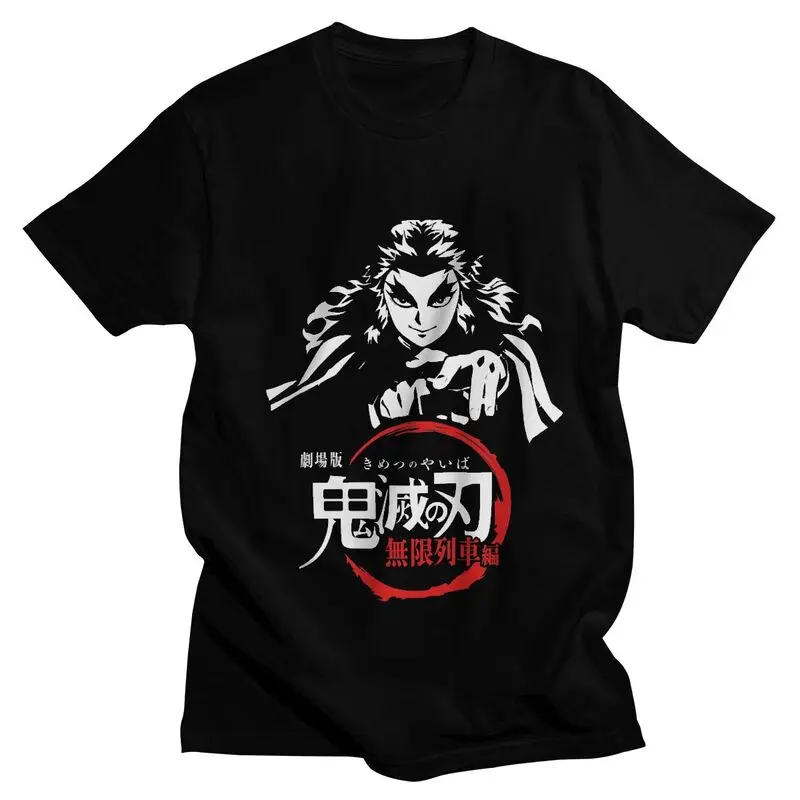 

Футболка Rengoku Kimetsu No Yaiba, Мужская графическая футболка с коротким рукавом, Аниме Манга, рассекающий демонов, Подарочная одежда, хлопковые фут...