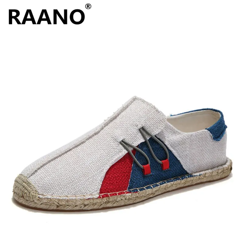 Spring Autumn Hemp Wrap Mens Casual Espadrilles Shoes Man Breathable Canvas Flat Male Fashion Sewing Slip On Loafers | Обувь