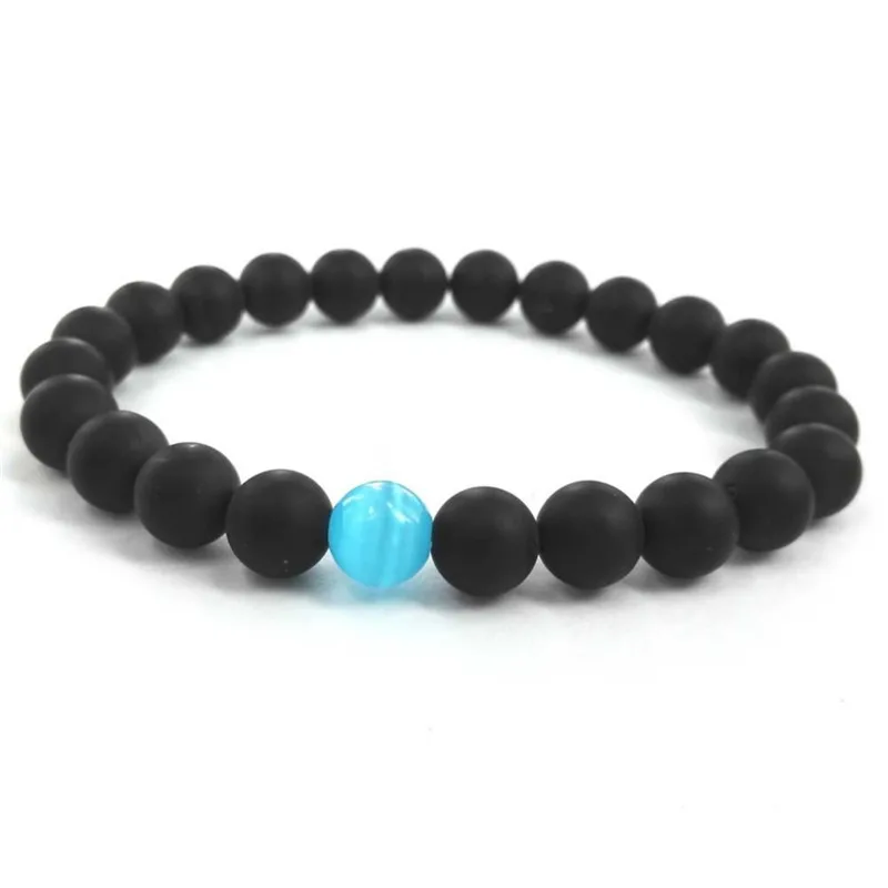 Пара расстояние браслет классический натуральный камень черный и синий Инь Ян