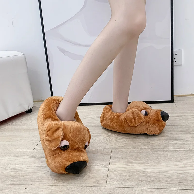 

WEIBATE Women Winter Slippers Cute Cartoon Animation Dog Cotton Slippers Ladies Warm Plush Slippers Indoor Home Slippers Shoes