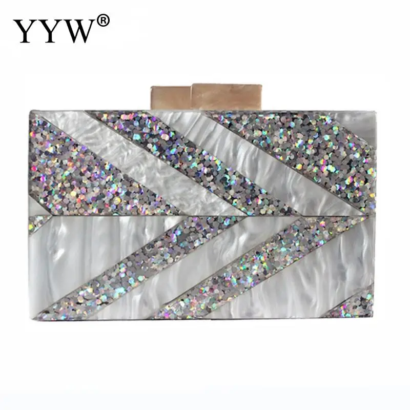 Блестящий акриловый клатч сумка кошелек для женщин 2021 коробка роскошные сумочки