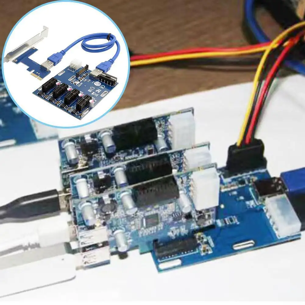 

Плата расширения PCI-E-PCIe, адаптер с 1 на 4PCIE1X, 4 4 4 линии, 1 порт, 4 карты расширения с дисплеем на B5K1