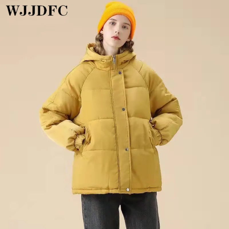 WJJDFC Women's Winter Jacket 2021 Thicken Warm Autumn Coat with A Hood Oversized Streetwear Blue Khaki Parka Elegant Outerwear