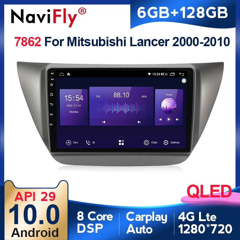 NaviFly 7862 QLED экран 1280*720 Android 10 0 для Mitsubishi Lancer 9 CS 2000 - 2010 автомобильное радио