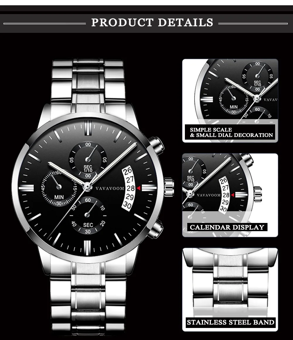 

Men's watches 2021 top brand luxury men's fashion watches men's business stainless steel waterproof full calendar quartz watch