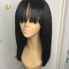 Короткие афро боб парик с челкой Боб кружева фронта человеческих волос Парики для черных женщин натуральные бразильские Прямые кружевные волосы парик preprucked