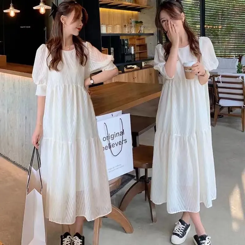 

free Shipping New Women Summer Loose Dress Vestidos Yellow Casual Pullover Short Sleeve Ladies Dresses Blue