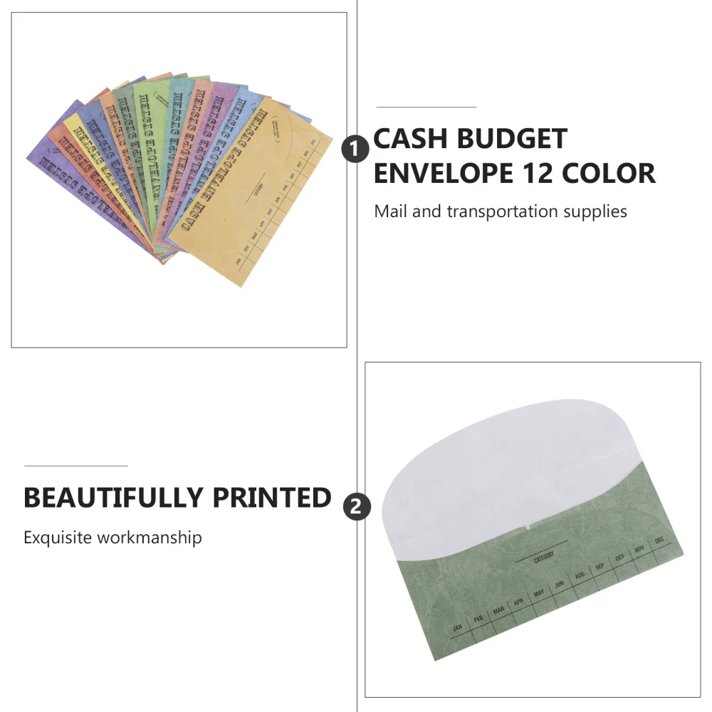 

12pcs Cash Envelopes Assorted Money Saving System Budget Envelopes Wallet Spend Plan Sheets with Detector Pen