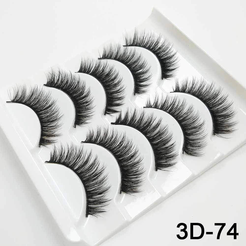 3D-74 5 пар норковых ресниц натуральные/толстые 3D Искусственные ресницы натуральные накладные ресницы ручной работы инструмент для макияжа накладные ресницы - Цвет: 3D-74