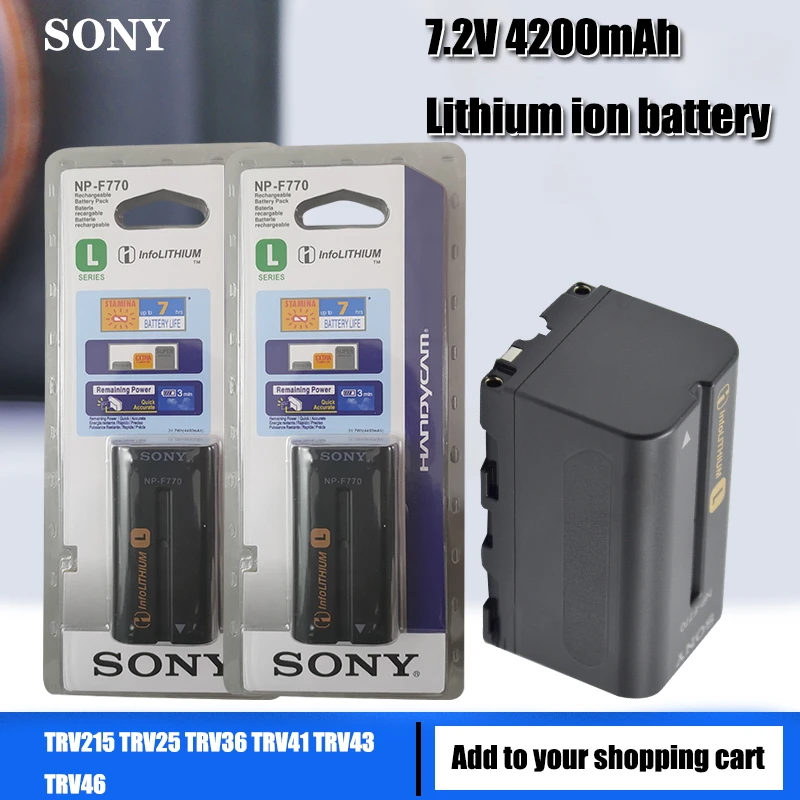 

Оригинальный Sony NP-F770 Камера батарейный блок NPF770 F750 CCD-TRV58 TRV110K TRV26E Z1 V1J Z1P DCR-VX2100 FX1 HDR-FX7 HVRZ1U PM091
