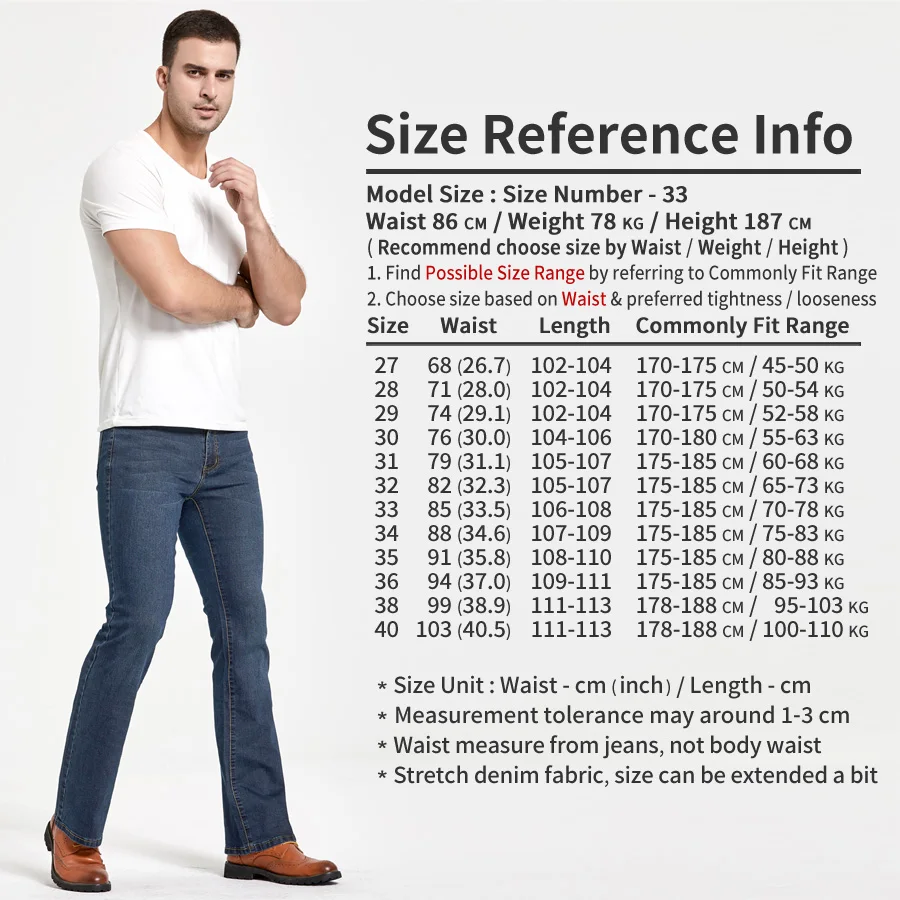 

Mens Boot Cut Jeans Slightly Flared Slim Fit Famous Brand Blue Black Jeans Designer Classic Male Stretch Denim Fabric