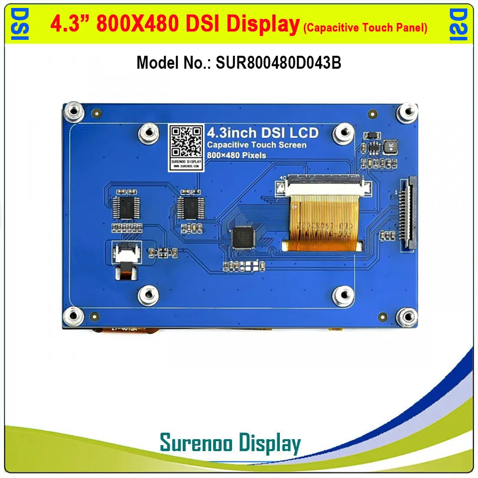 Емкостная сенсорная панель, ЖК-модуль, экран для монитора Raspberry Pi, 4,3 дюйма, 4,3*800 MIPI IPS TFT DSI, мультитач от AliExpress RU&CIS NEW