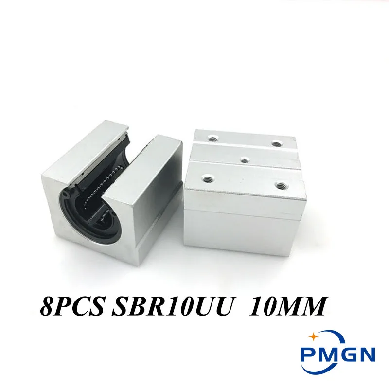 

8pcs SBR10UU High quality Aluminum Block 10mm Linear Motion Ball Bearing Slide Block Match use SBR10 10mm Linear Guide Rail