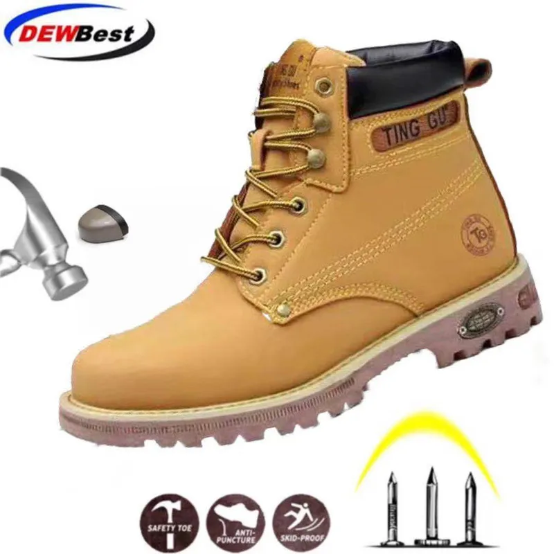 

DEWBEST 2020 New Men's Safety Shoes Construction Outdoor High Steel Toe Cap Safety Boots Men's Puncture Work Shoes Boots