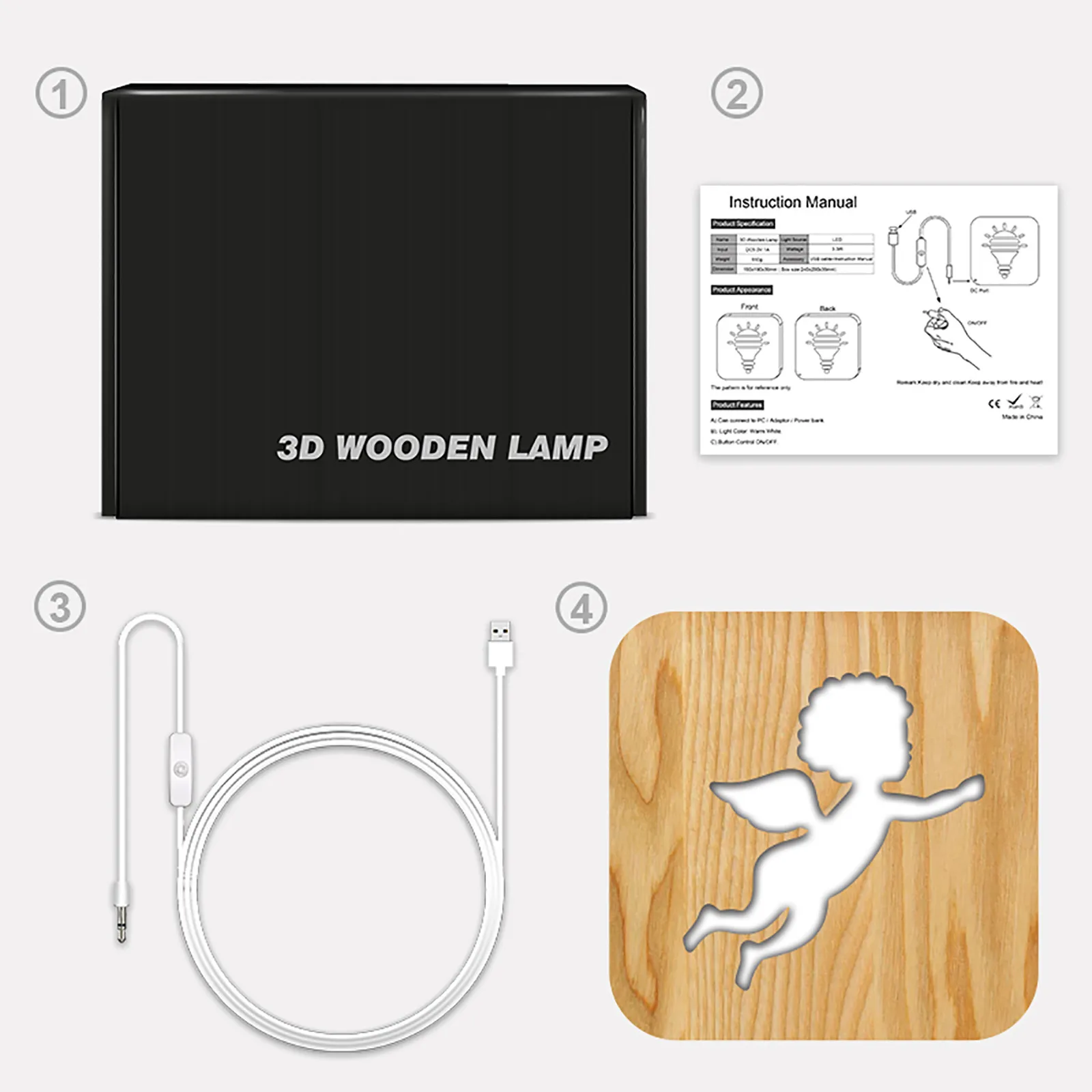 

Handprint Footprint Lamps Cat Animal Love Shape Led Wooden Night Lamps For Bedrooms Table Lamp With 3d Pet Cat Lampshade Usb