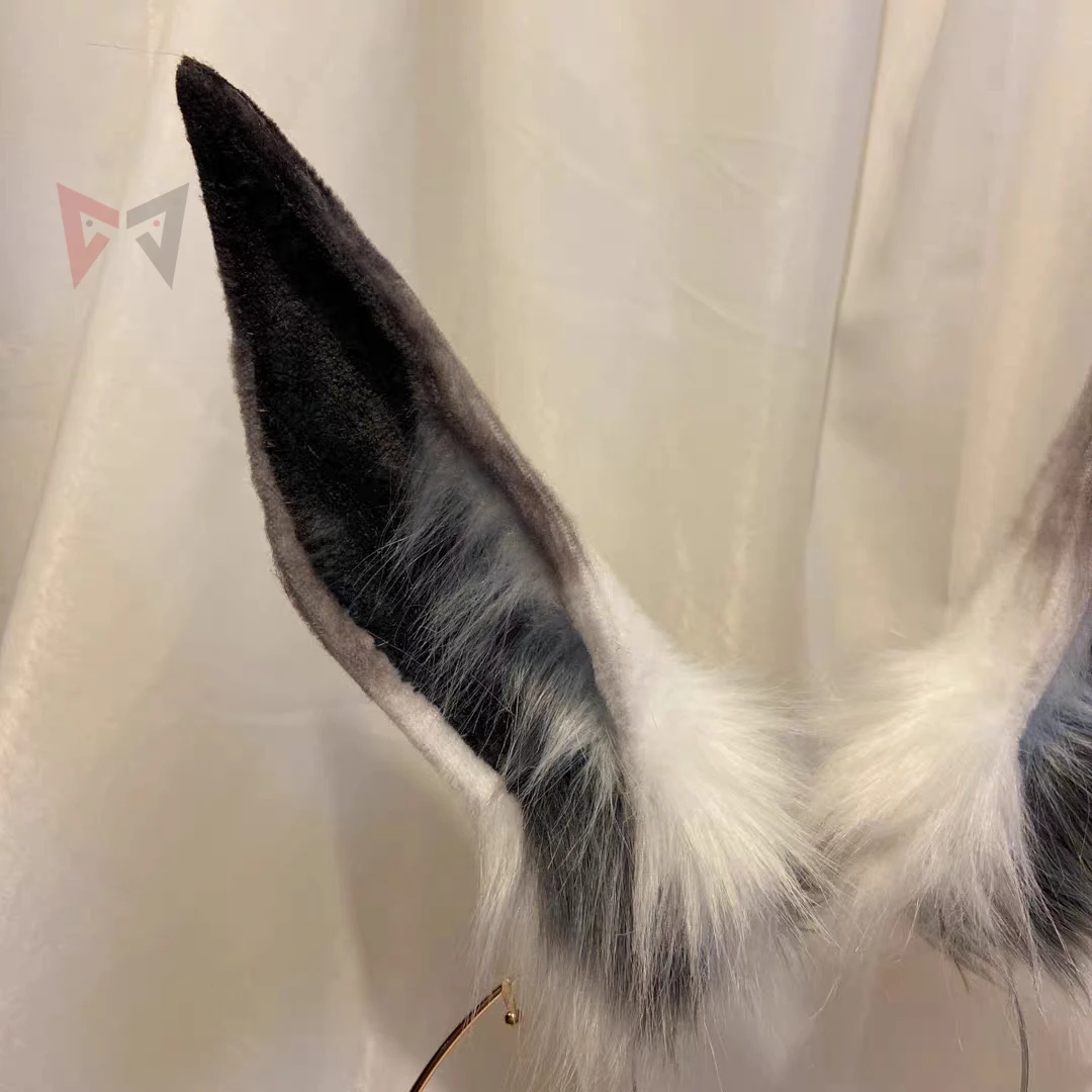 Женский обруч для волос MMGG черный/серый с заячьими ушками аксессуар косплея