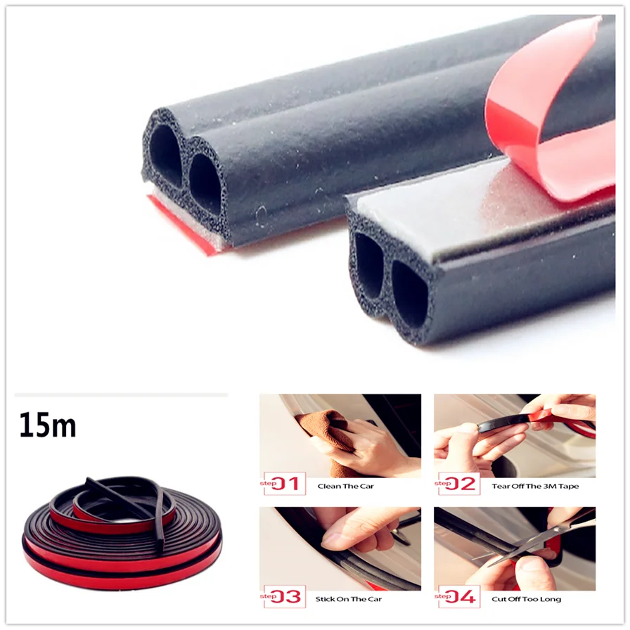 Автомобильная уплотнительная лента для двери 10 м типа B резиновая