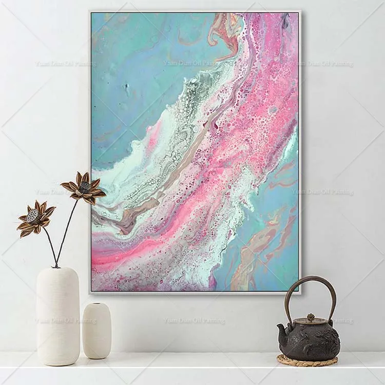 Большой размер розовый абстрактный холст живопись гостиная ресторан украшение