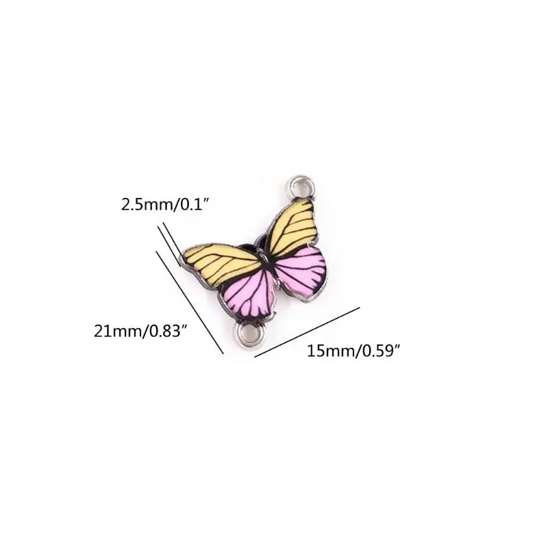 

50Pcs Alloy Enamel Colorful Butterfly Pendant Charms Earrirng Necklace Jewelry Making Butterfly Charms for DIY Making