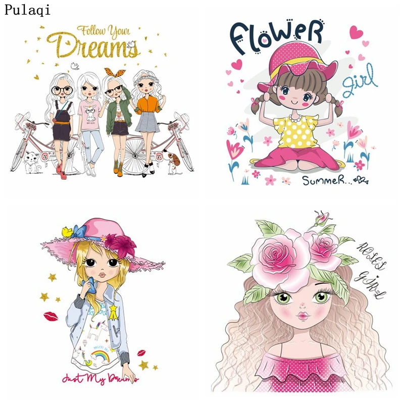 Модные наклейки Pulaqi сделай сам с изображением кофейной девушки утюгом для одежды