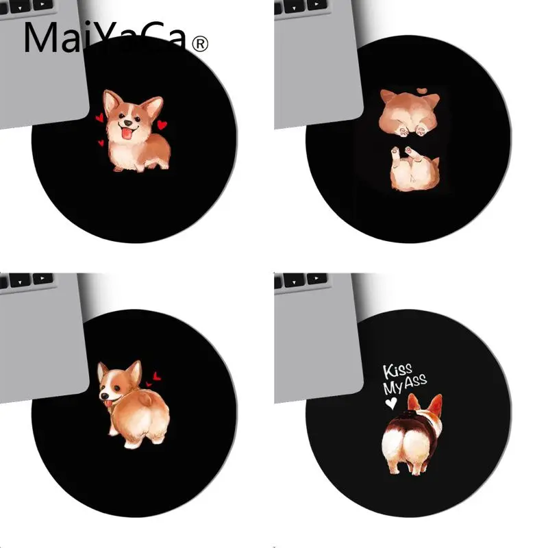 

MaiYaCa Cute Corgi ass cartoon Dog Keyboard Gaming MousePads Game Mouse Pad round mouse Mat Anti Slip gaming Mousepad 22x22cm