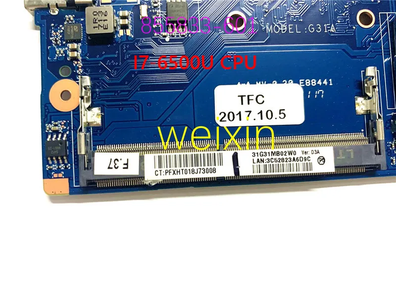 Материнская плата ноутбука 855833-601 855833-501 для HP PAVILION 14-AL DAG31AMB6D0 W/ I7-6500U и 940MX 2 Гб