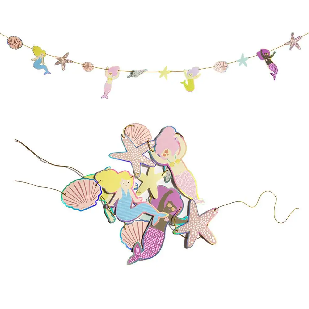 Принадлежности для вечеринки в честь Дня Рождения русалки баннер фонарь