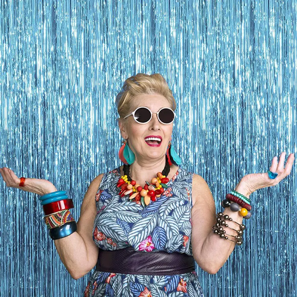 Занавески для вечерние Металлические Блестящие фольги с бахромой украшение