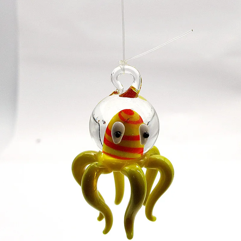 

Micro Ocean world aquarium decoration pendant handmade floating glass octopus figurine Fish tank Marine animal statues ornament